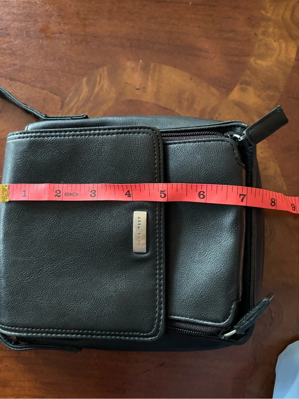Nine West Black Leatherette Crossbody with Front Flap